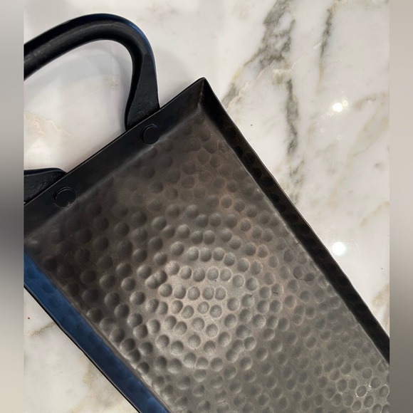 Crate&Barrel Black Hammered Tray - Picture 2 of 6